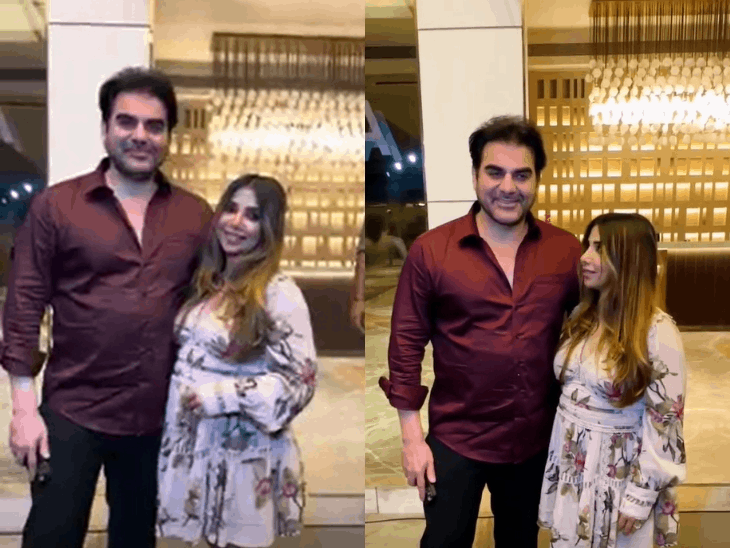 अरबाज खान ने शूरा खान के साथ दिया पोज:  प्रेग्नेंसी के सवाल पर शरमाया कपल; धन्यवाद कहने के बाद एक्टर बोले- कभी-कभी समझा करो