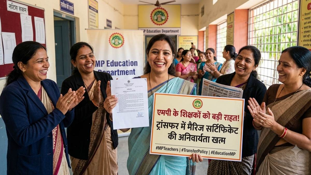 एमपी के शिक्षकों को राहत, ट्रांसफर में मैरिज सर्टिफिकेट अनिवार्यता को लेकर देर रात आदेश जारी कर दी गई ढील, अब वैकल्पिक दस्तावेज दे सकेंगे एमपी के शिक्षकों को राहत, ट्रांसफर में मैरिज सर्टिफिकेट अनिवार्यता को लेकर देर रात आदेश जारी कर दी गई ढील, अब वैकल्पिक दस्तावेज दे सकेंगे