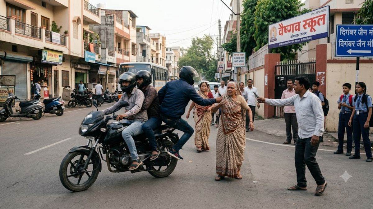 इंदौर में मंदिर जा रही महिला से तीन बदमाशों ने सरेराह छीनी सोने की चेन, विरोध करने पर दिखाया चाकू